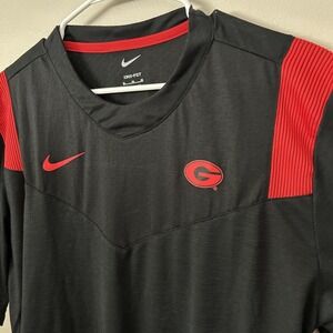 Nike Georgia Bulldogs Shirt Mens XL Black Red On-Field Dri-FIT NCAA Athletic